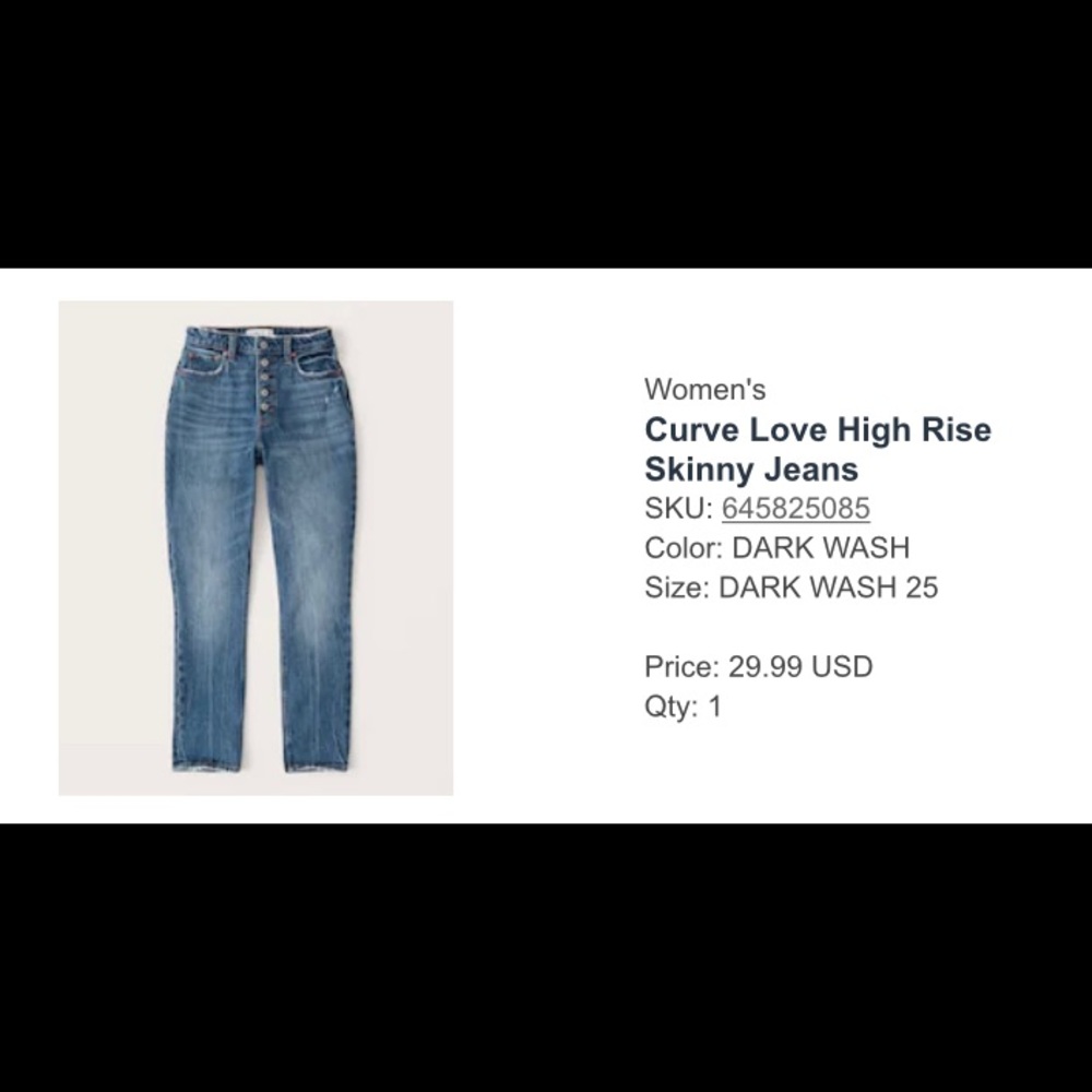 Abercrombie Curve Love High Rise Skinny Jeans